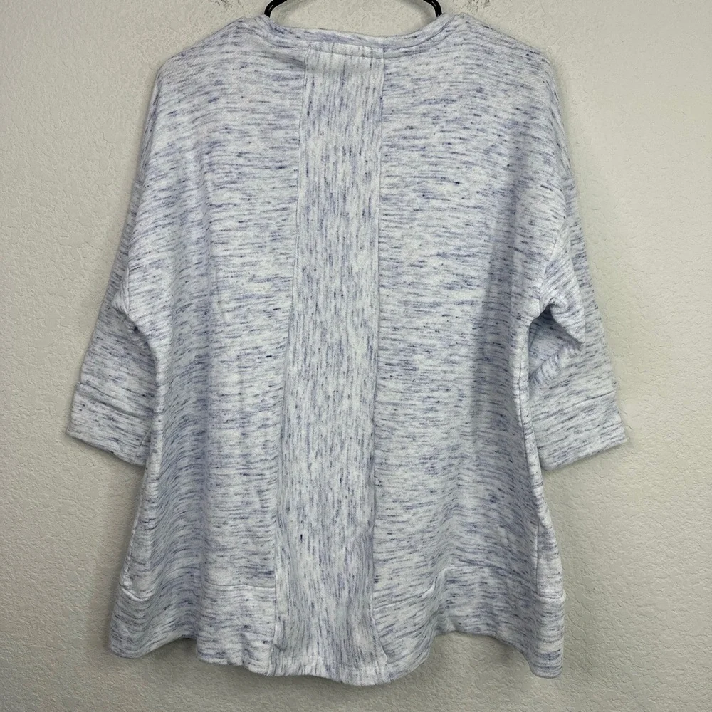 T By TALBOTS Shirt Womens 2X Blue White Popover Athletic Lounge Gym Workout Yoga